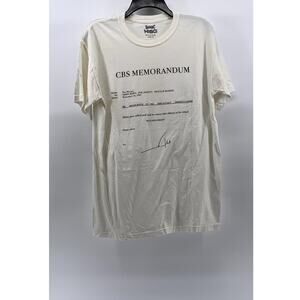 BOOK WORKS Men's White Crewneck Fax Graphic Short Sleeve T-Shirt SZ M